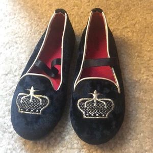 Toddler velour crown slip on Mary Jane shoes